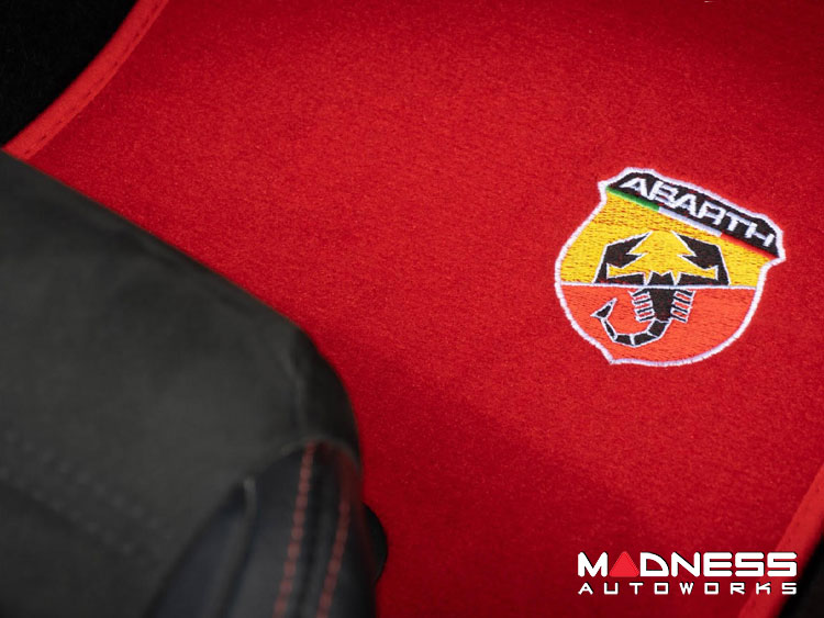FIAT 124 Floor Mats - Red Carpet w/ ABARTH Crest